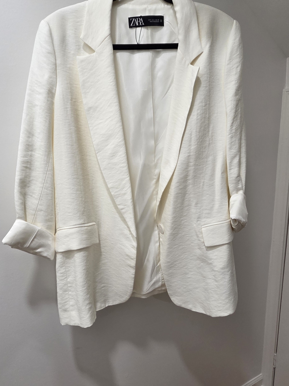 ZARA Oversized Women's Off-White Single-Button Blazer